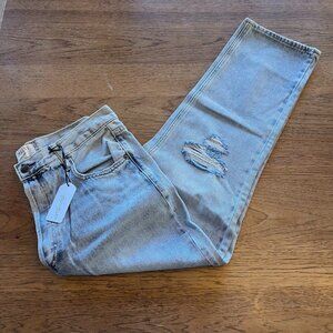 Twelve Ontwelf Medium Blue Size 30 Distressed Straight Leg High Rise Jeans 527